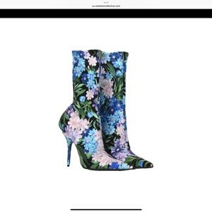 Balenciaga Floral Heeled Boots - Blue and Pink